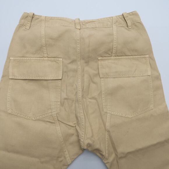 Nili Lotan Luna Pants Size 4 Beige Tan Drop Crotch Linen Blend Trousers - Picture 6 of 15